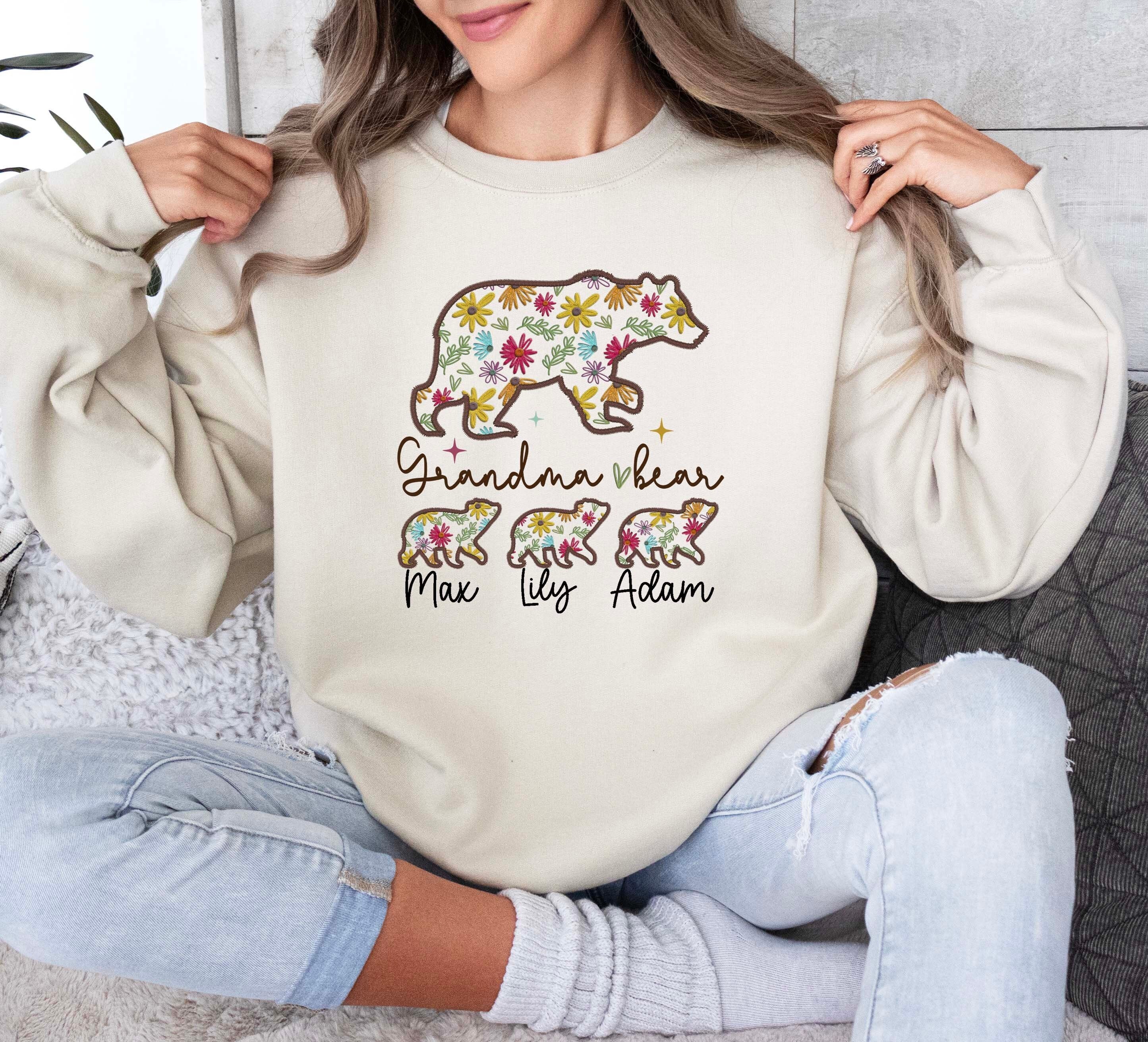 Personalized Grandma Bear Sweatshirt With Kids Names, Grandma Bear