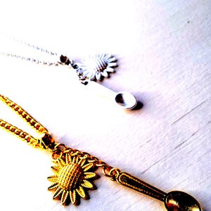 Sunflower and Spoon Necklace for Hidden Disabilities, Chronic Illness Awareness and Support