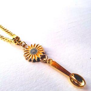 Hidden Disability Sunflower Spoon Necklace, Chronic Illness Awareness and Support