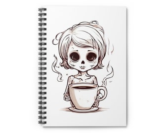 Cahier à spirales pour amateur de café zombie mignon - Ligne lignée