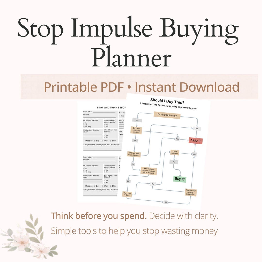 Stop Spending Impulse Spending Planner: Stop Overspending Worksheet, 30 Day Rule ...