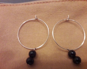 Garnet hoop earrings
