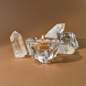 Crystal Tea Light Holder, Handblown Glass