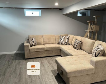 Large Sectional Couch with Storage Chaise, Sectional Sleeper Sofa with Pull-Out Bed U-shaped Sectional Sofa Bed with Sleeper