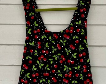 Child's Japanese Crossback Apron with Cherries and Dots