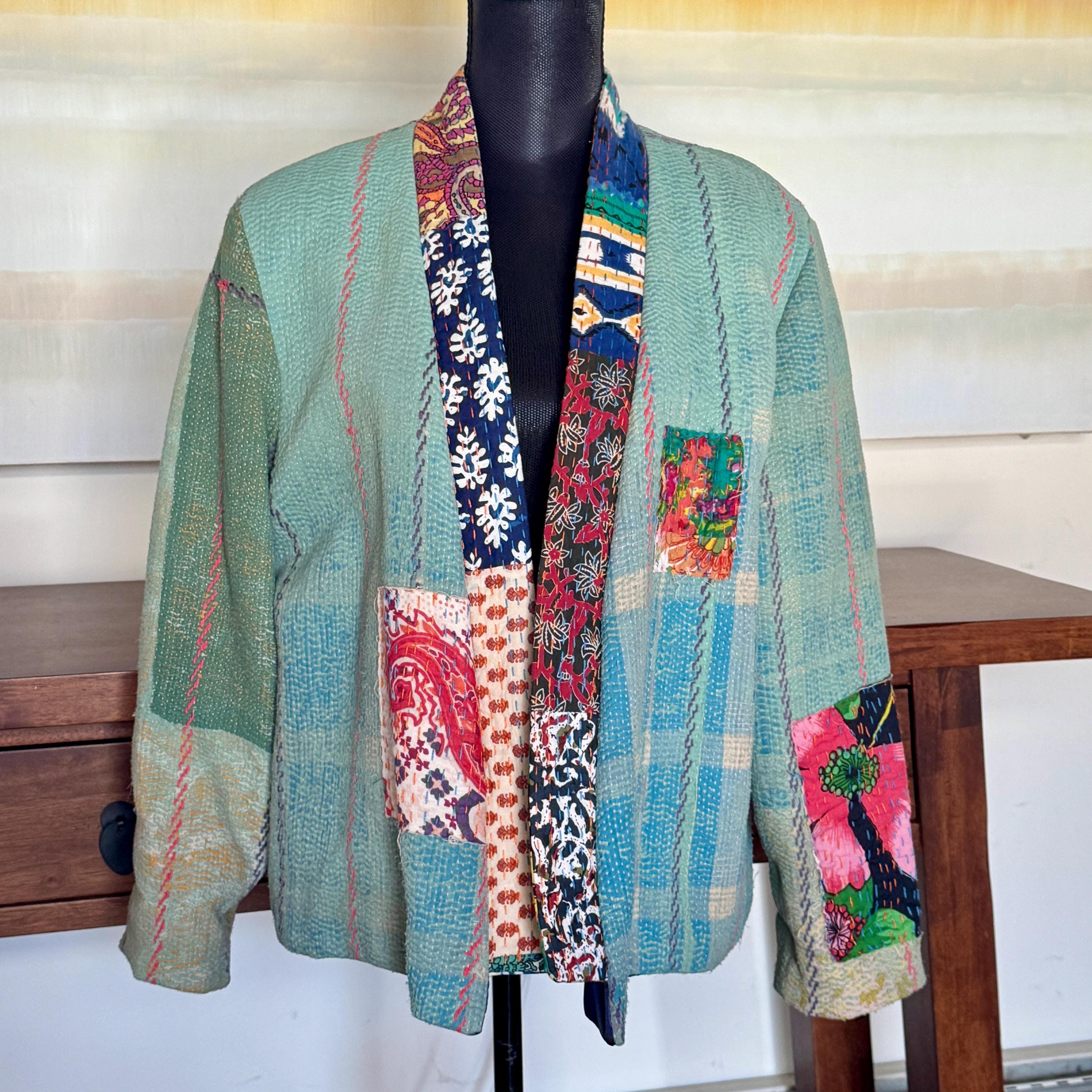 PUR カンタジャケット Vintage Kantha Jacket With Colorful Boro Patchwork - Etsy Canada