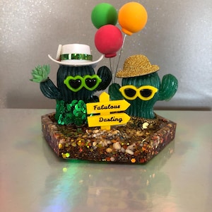 Personajes de cactus, escenas en miniatura, gente positiva, novias, chica fabulosa. Envío incluido. Envuelto para regalo en una caja de celofán transparente.