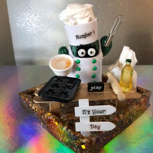 Divertidos personajes de cactus, chef con hermosos utensilios de cocina, regalo de celebración como alternativa a una tarjeta. Envío incluido. Envuelto para regalo