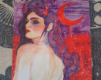 Blue Lilith Giclee Print | Lilith Dark Goddess | Lilith Art | Lilith Goddess Print | Dark Goddess Art | Lilith Art Print | Lilith Altar Art