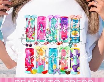 Colorful Coquette Energy Drinks DTF Transfer - Ready to Press Heat Transfer