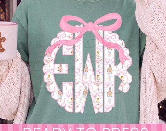 Preppy Scallop The Nutcracker Christmas Monogram - Ready to Press DTF Transfer