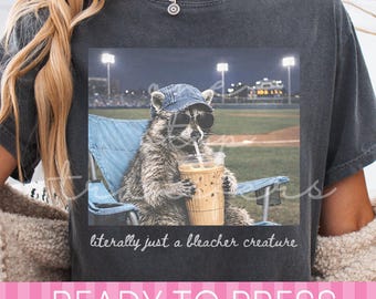 Literally Just a Bleacher Creature Baseball Raccoon DTF Transfer - Ready to Press Heat Transfer
