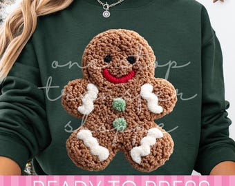 Faux Yarn Christmas Gingerbread Man - Ready to Press DTF Transfer