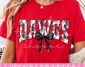 Black Chinoiserie Coquette Dawgs Mascot DTF Transfer - Ready to Press Transfer