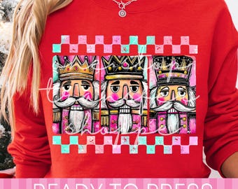 Trio Bright Checker Nutcrackers - Ready to Press DTF Transfer