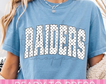 White Black Polka Dots Raiders Mascot DTF Transfer - Ready to Press Transfer