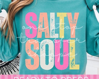 Distressed pastel SALTY SOUL DTF Transfer - Ready to Press Heat Transfer