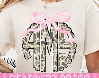 Preppy Coquette Camouflage Monogram - Ready to Press DTF Transfer