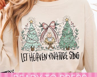 Coquette Let Heaven and Nature Sing Christmas Tree Nativity - Ready to Press DTF Transfer