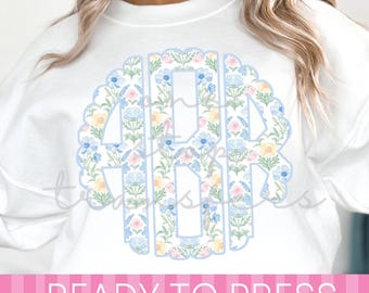Spring Garden Wildflowers Easter Monogram - Ready to Press DTF Transfer