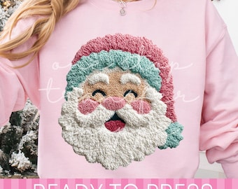 Faux Yarn Pink Christmas Santa - Ready to Press DTF Transfer