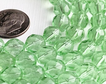 Peridot Green Czech Glass Beads 8mm: Faceted Firepolished - 1/4 Mass
