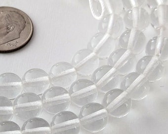 25 Crystal Clear Round Pressed Czech Glass Beads 8mm - Clearance!