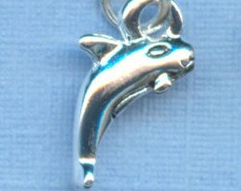 3 Orca Whale Charms (Silver Plated)