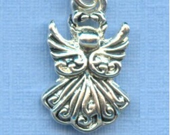 3 Small Filigree Angel Charms (Silver Plated)