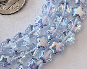 75 AB Light Sapphire Blue Czech Glass Star Beads 5-6mm - Clearance!