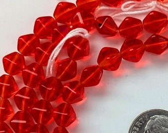 75 Light Siam Ruby Red Bicone Shaped Czech Glass Beads 8mm - Clearance!