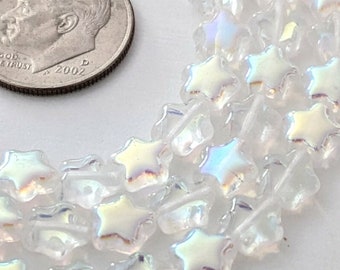 95 AB Crystal Clear Czech Glass Star Beads 5-6mm - Clearance!