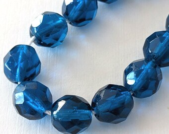 118 Capri Blue Czech Glass Fire Polished Beads 8mm - Clearance!!