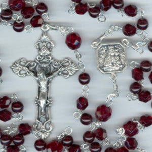 Handmade Garnet Red Czech Glass Rosary ~January Birthstone