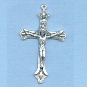 Pack of Small Teardrop Crucifixes 1 5/8 in. Italian Silver Tone - Packs of 5 or 25 for wholesale cost Rosary Making Parts