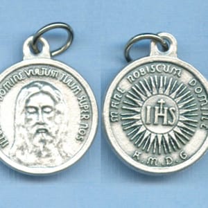 Pack of 5 Shroud of Turin/Holy Face Round Medals 3/4 Inch - Italian Silver Tone - Wholesale Priced Rosary Making Parts