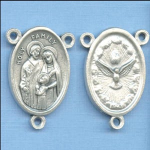 5 Pack of Holy Family, Holy Spirit Rosary Double Sided Rosary Centers 1 in. Rosary Making Parts Connectors