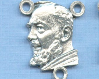 St. Padre Pio Rosary Centers, Oxidized Silver Tone (Pack of 10)