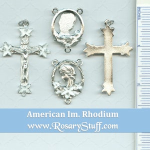 White Lily Rosary Part Set American Imitation Rhodium & Enamel Finish Discontinued image 2