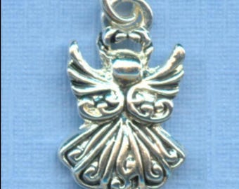 3 Small Filigree Angel Charms (Silver Plated) - Silver E Collection - Wholesale Price