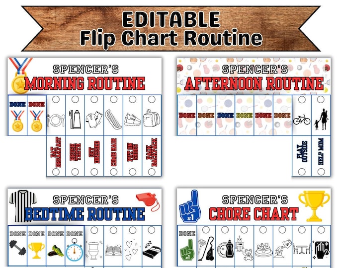 Morning Routine Chart, Printable Folding / Flip Chart : kids daily ...
