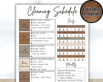 Editable Cleaning Planner: Household Chores Checklist (Digital Download)
