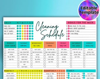 Editable Cleaning Schedule Planner: Household Chores Checklist (Digital Download)