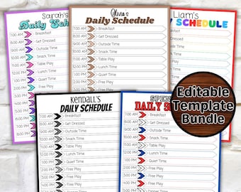 Kids Daily Schedule Template Bundle: Homeschool Routine (PDF)