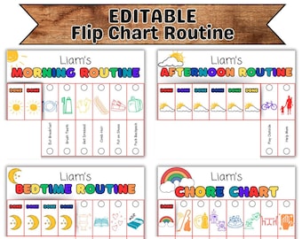 Editable Kids Routine Flip Chart: Rainbow Theme (Digital Download)