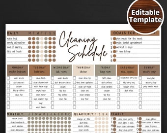 Editable Cleaning Schedule: Household Chores Chart (Digital Download PDF)