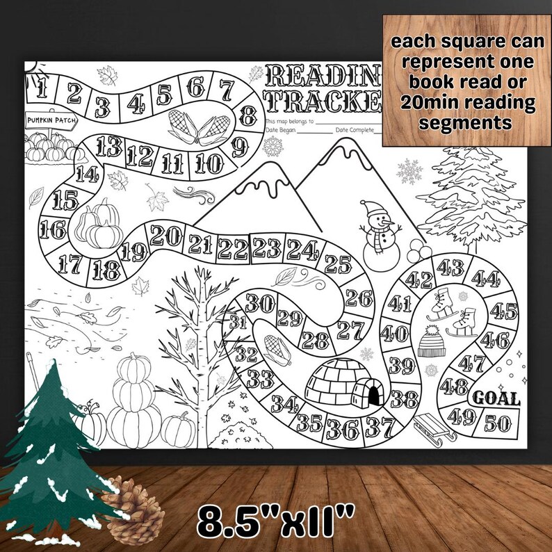 Winter Reading Racker Fall Winter Reading Tracker Map: Kids Coloring Page (PDF) - Etsy