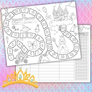 Prinzessin Lese Karte | Lese-Tracker für Kinder | Sommer Lesechallenge | Buchkarte | Sofortiger PDF-Download| Malvorlage