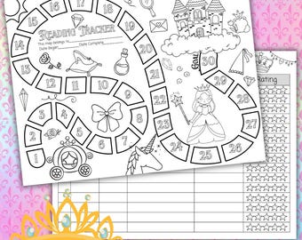Princess Reading Tracker Map: Kids' Coloring Page & Book Log (PDF Download)