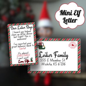 Printable Mini Elf Letter and Envelope Template (Instant Download)